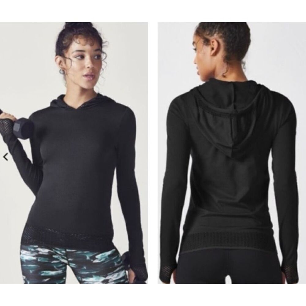 NWT Fabletics Black Megan Seamless Pullover Hoodie Medium